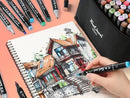 Professionelles Marker-Set mit 2 Spitzen - 80 Farben | Fein + Breit mit Aufbewahrungstasche