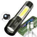 Taktische Taschenlampe mit Zoom, wasserfest, 3 Leuchtmodi