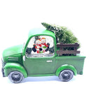 Weihnachtsmann-Truck mit LED-Licht und Musik – Weihnachtsdekoration mit Schneekugel-Effekt und 8 Melodien