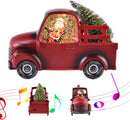 Weihnachtsmann-Truck mit LED-Licht und Musik – Weihnachtsdekoration mit Schneekugel-Effekt und 8 Melodien