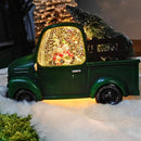 Weihnachtsmann-Truck mit LED-Licht und Musik – Weihnachtsdekoration mit Schneekugel-Effekt und 8 Melodien