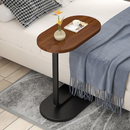 Beistelltisch im Industriestil aus Holz mit schwarzem Metallgestell 60x45x28 cm - Ergonomisches C-Design