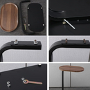 Beistelltisch im Industriestil aus Holz mit schwarzem Metallgestell 60x45x28 cm - Ergonomisches C-Design