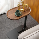 Beistelltisch im Industriestil aus Holz mit schwarzem Metallgestell 60x45x28 cm - Ergonomisches C-Design