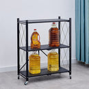 Mobiles klappbares Metall-Aufbewahrungsregal mit Rollen - 3 Ablagen 71x39x89cm - Raumorganisation