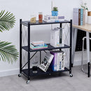 Mobiles klappbares Metall-Aufbewahrungsregal mit Rollen - 3 Ablagen 71x39x89cm - Raumorganisation
