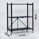 Mobiles klappbares Metall-Aufbewahrungsregal mit Rollen - 3 Ablagen 71x39x89cm - Raumorganisation