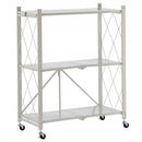 Mobiles klappbares Metall-Aufbewahrungsregal mit Rollen - 3 Ablagen 71x39x89cm - Raumorganisation