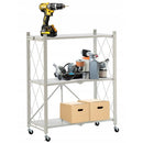 Mobiles klappbares Metall-Aufbewahrungsregal mit Rollen - 3 Ablagen 71x39x89cm - Raumorganisation