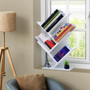 Bücherregal im Baumdesign - Bücherregal aus MDF-Holz mit 4 Ablagen, moderner Organizer in Weiß