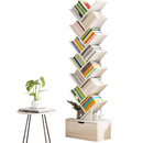 Bücherregal in Baumform, 12 Ebenen, MDF Weiß – Moderner dekorativer Organizer für Zuhause und Büro