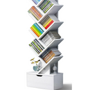 Bücherregal in Baumform, 12 Ebenen, MDF Weiß – Moderner dekorativer Organizer für Zuhause und Büro