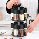 Set mit 12 Gewürzbehältern und drehbarem Ständer - Premium-Küchenorganizer mit 2 Etagen