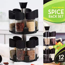 Set mit 12 Gewürzbehältern und drehbarem Ständer - Premium-Küchenorganizer mit 2 Etagen