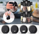Set mit 12 Gewürzbehältern und drehbarem Ständer - Premium-Küchenorganizer mit 2 Etagen