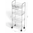 Mobiler Rollwagen-Organizer mit 4 Ablagen - 40x28,5x95cm - Modernes Design