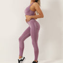 Damen-Sportset 2-teilig - Push-up-Leggings + Bustier mit Polstern, atmungsaktives und schnell trocknendes Material