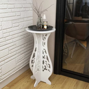 Dekorativer Beistelltisch in Sanduhrform, weiß, aus PVC - Ablage für Kaffee und Blumentöpfe, modernes Design