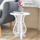Dekorativer Beistelltisch in Sanduhrform, weiß, aus PVC - Ablage für Kaffee und Blumentöpfe, modernes Design