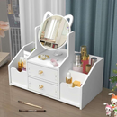 Kosmetik-Organizer mit Katzen-Spiegel - 4 Fächer, 2 Schubladen, Halter für Make-up und Schmuck