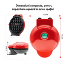 Mini-Waffeleisen elektrisch für Waffeln mit Antihaftplatten - kompaktes Design rot