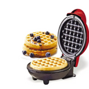 Mini-Waffeleisen elektrisch für Waffeln mit Antihaftplatten - kompaktes Design rot