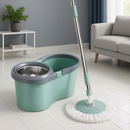 Rotierender Wischmop mit 8-L-Eimer und Auswringsystem - Komplettset mit 2 Mikrofaser-Ersatzbezügen