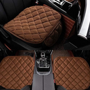 Set mit 3 Hochwertigen Gesteppten Autositzbezügen mit Taschen - Vordersitze + Rückbank Braun
