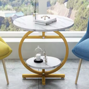 Runder Couchtisch mit 2 Ebenen - Modernes elegantes Design in Marmoroptik