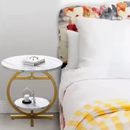 Runder Couchtisch mit 2 Ebenen - Modernes elegantes Design in Marmoroptik
