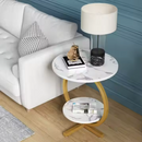 Runder Couchtisch mit 2 Ebenen - Modernes elegantes Design in Marmoroptik