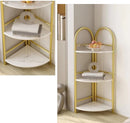 Dekoratives Eckregal mit 3 Ebenen - Goldenes Design mit Marmoreffekt für Wohnzimmer und Büro