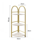 Dekoratives Eckregal mit 3 Ebenen - Goldenes Design mit Marmoreffekt für Wohnzimmer und Büro