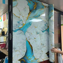 Selbstklebende Wandfolie in Marmoroptik Pastellblau mit Gold 0,6 x 3 m - Premium-Design