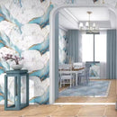Selbstklebende Wandfolie in Marmoroptik Pastellblau mit Gold 0,6 x 3 m - Premium-Design