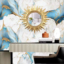 Selbstklebende Wandfolie in Marmoroptik Pastellblau mit Gold 0,6 x 3 m - Premium-Design