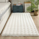 Flauschiger Teppich aus Kunstfell im 3D-Bubble-Design 180x230cm - Weiß im Nordic-Stil für Wohnzimmer und Schlafzimmer