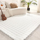 Flauschiger Teppich aus Kunstfell im 3D-Bubble-Design 180x230cm - Weiß im Nordic-Stil für Wohnzimmer und Schlafzimmer