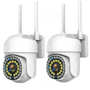 Set mit 2 WLAN-Überwachungskameras für außen/innen mit Farb-Nachtsicht, Smartphone-Steuerung, Bewegungserkennung