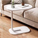 Ovaler Beistelltisch für das Wohnzimmer, tragbar und langlebig, 45x28x60 cm, Farbe Weiß