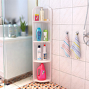 Eckregal Bad 4 Ebenen 120 cm - Weißes vertikales Standregal aus feuchtigkeitsbeständigem Premium-Kunststoff