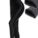Gefütterte Damen-Leggings Schwarz mit hoher Taille - Glänzende Optik, flauschiges Futter, thermoelastisch für den Winter