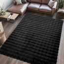 Kunstfell-Teppich im 3D-Bubble-Nordic-Design 180x230cm - Weich und flauschig für Wohnzimmer und Schlafzimmer, Schwarz