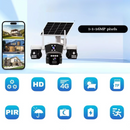 Solar-Überwachungskamera 4G mit 3 Objektiven, automatische Drehung, intelligente Verfolgung, Farb-Nachtsicht, Steuerung per Telefon V380 Pro
