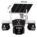 Solar-Überwachungskamera 4G mit 3 Objektiven, automatische Drehung, intelligente Verfolgung, Farb-Nachtsicht, Steuerung per Telefon V380 Pro