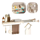 Ausziehbarer Teleskop-Trenner für Schrankregale, verstellbar 70-120 cm, mit Saugnapf, zur Unterteilung von Schränken, aus Metall und ABS, Weiß