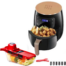 Küchen-Sparpaket – Heißluftfritteuse 6L 2400W Fritteuse ohne Öl mit Digitaldisplay + Reibe 6 in 1 für Gemüse und Obst mit Auffangbehälter