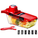 Küchen-Sparpaket – Heißluftfritteuse 6L 2400W Fritteuse ohne Öl mit Digitaldisplay + Reibe 6 in 1 für Gemüse und Obst mit Auffangbehälter