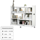 Drehbares, ausziehbares Bücherregal mit 6 Fächern, 60-120x17x80 cm, Weiß