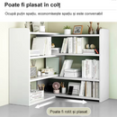 Drehbares Ausziehbares Bücherregal mit 6 Fächern, 40-80 x 15 x 80 cm, Weiß
